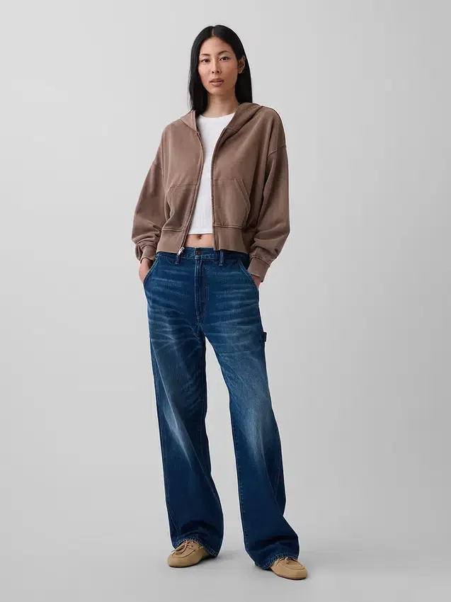 Vintagesoft Terry-hoodie met rits