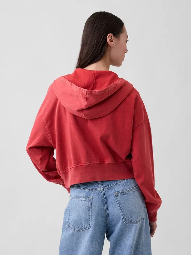Vintagesoft Terry-hoodie met rits