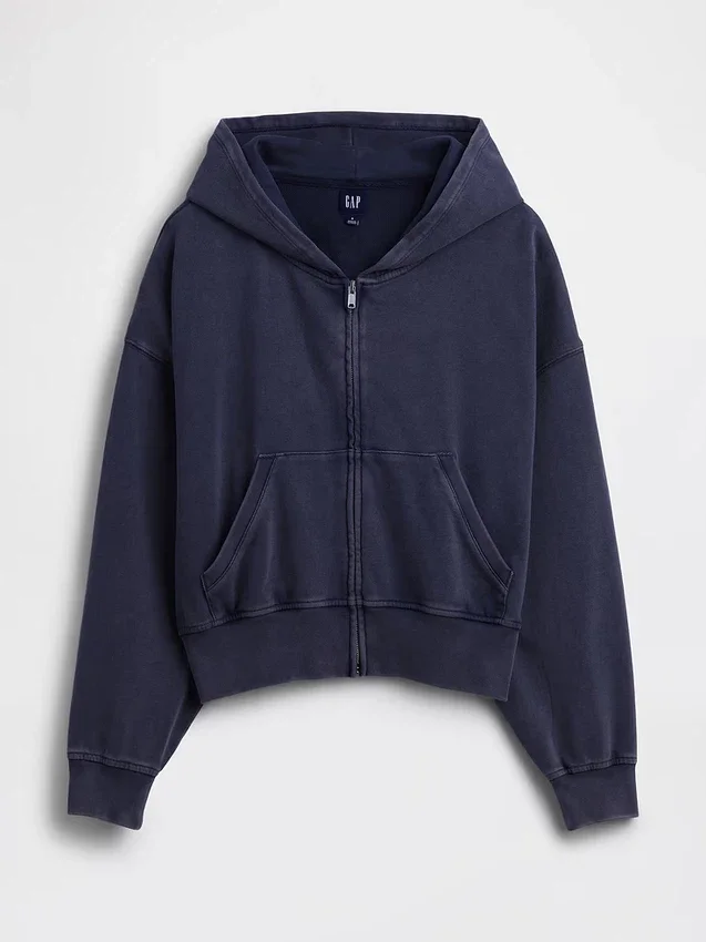 Vintagesoft Terry-hoodie met rits