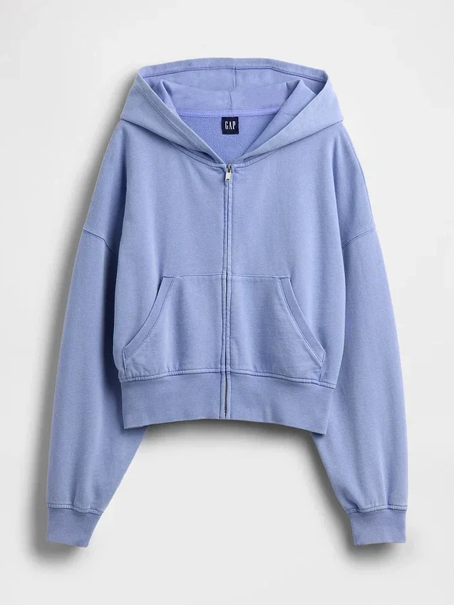 Vintagesoft Terry-hoodie met rits