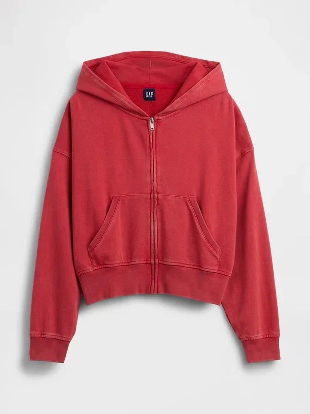 Vintagesoft Terry-hoodie met rits