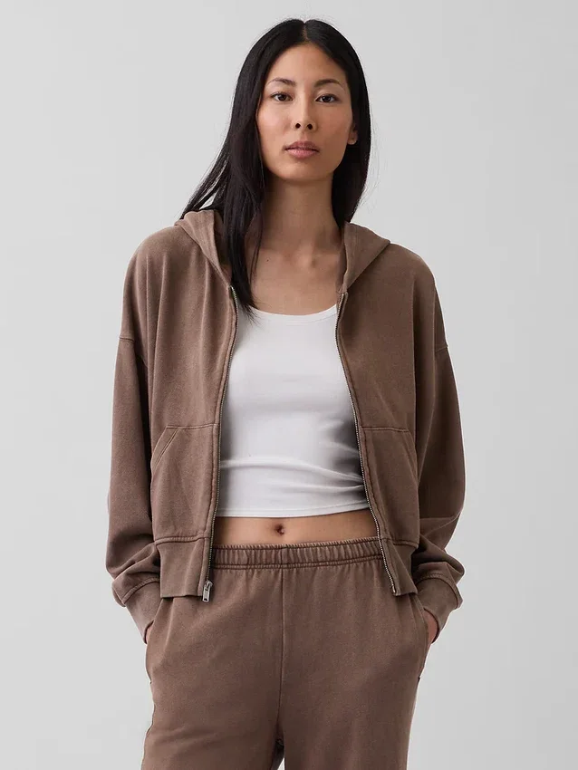Vintagesoft Terry-hoodie met rits