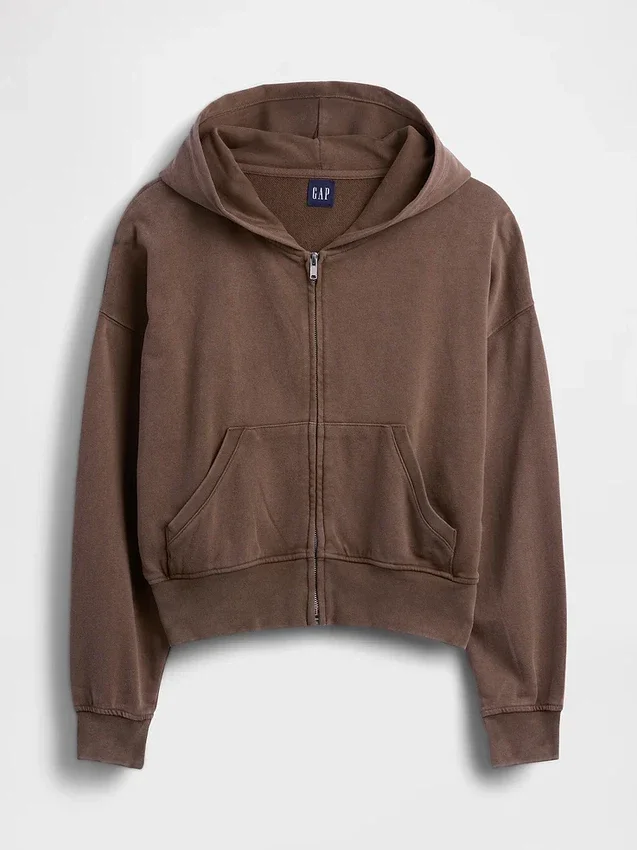Vintagesoft Terry-hoodie met rits