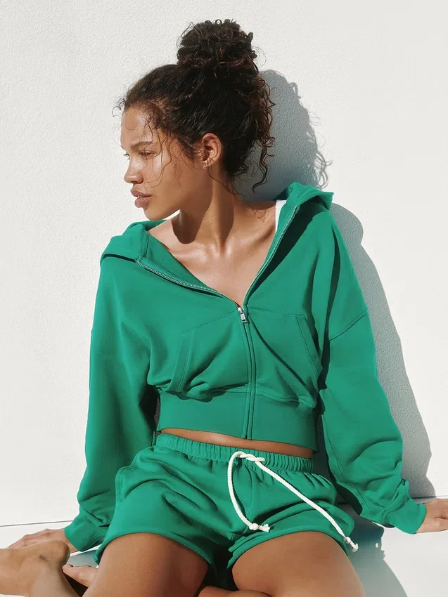 Vintagesoft Terry-hoodie met rits
