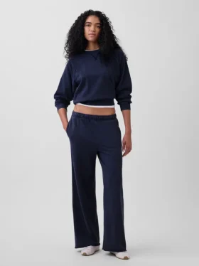 Vintagesoft Terry joggingbroek met wijde pijpen