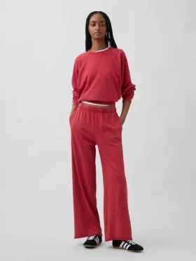 Vintagesoft Terry joggingbroek met wijde pijpen
