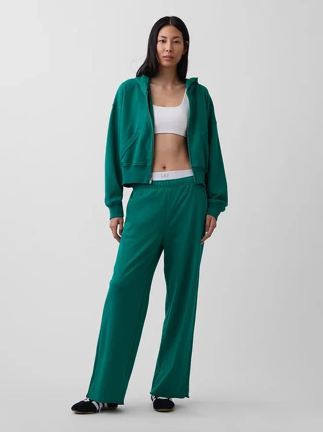 Vintagesoft Terry joggingbroek met wijde pijpen