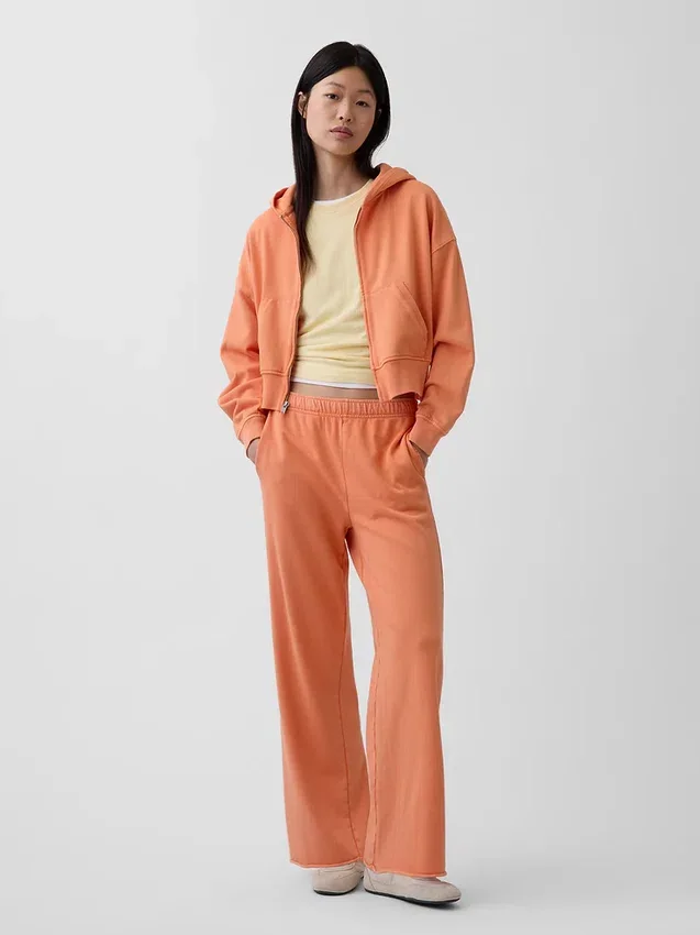 Vintagesoft Terry joggingbroek met wijde pijpen