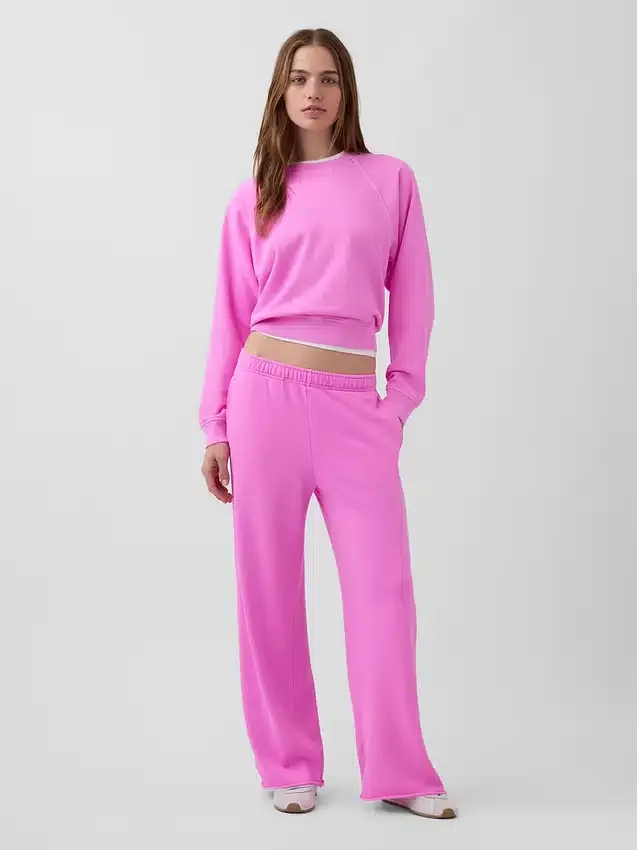 Vintagesoft Terry joggingbroek met wijde pijpen