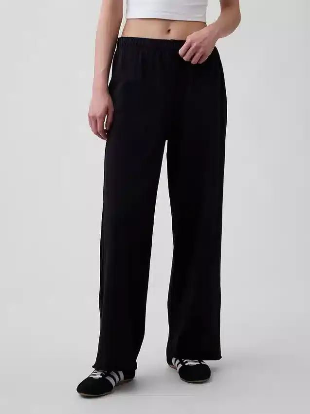 Vintagesoft Terry joggingbroek met wijde pijpen