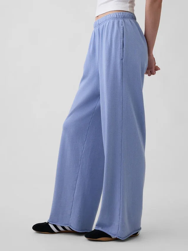Vintagesoft Terry joggingbroek met wijde pijpen