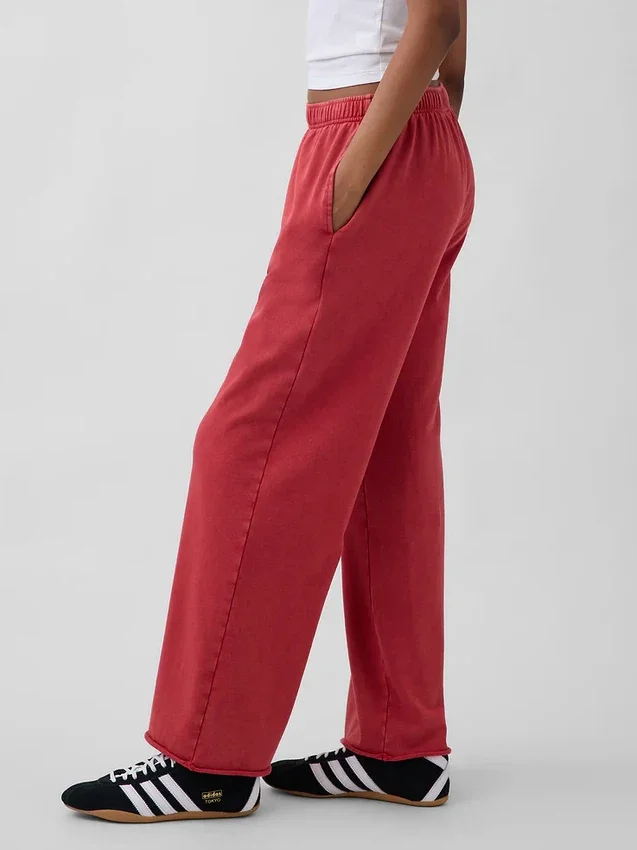 Vintagesoft Terry joggingbroek met wijde pijpen
