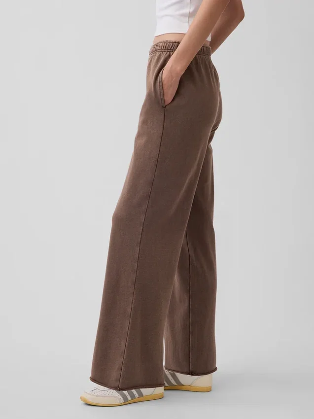 Vintagesoft Terry joggingbroek met wijde pijpen