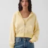 Vintagesoft Terry oversized hoodie met rits en schuine pas