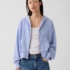 Vintagesoft Terry oversized hoodie met rits en schuine pas
