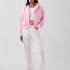 Vintagesoft Terry oversized hoodie met rits en schuine pas