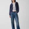 Vintagesoft Terry oversized hoodie met rits en schuine pas