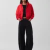 Vintagesoft Terry oversized hoodie met rits en schuine pas