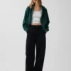 Vintagesoft Terry oversized hoodie met rits en schuine pas