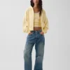 Vintagesoft Terry oversized hoodie met rits en schuine pas