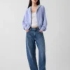 Vintagesoft Terry oversized hoodie met rits en schuine pas
