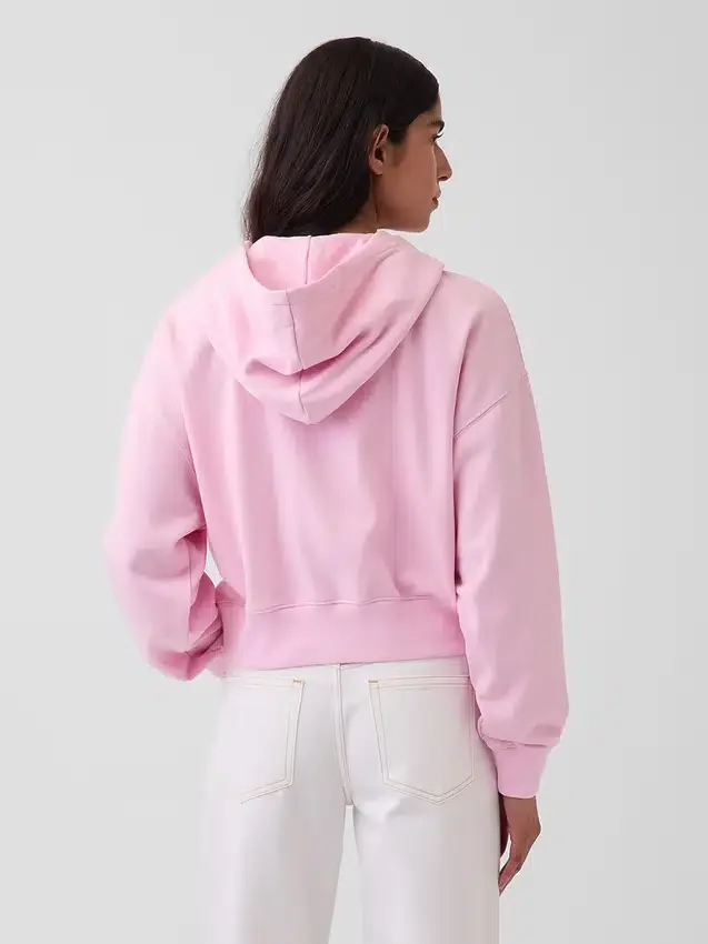 Vintagesoft Terry oversized hoodie met rits en schuine pas