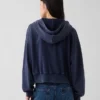 Vintagesoft Terry oversized hoodie met rits en schuine pas