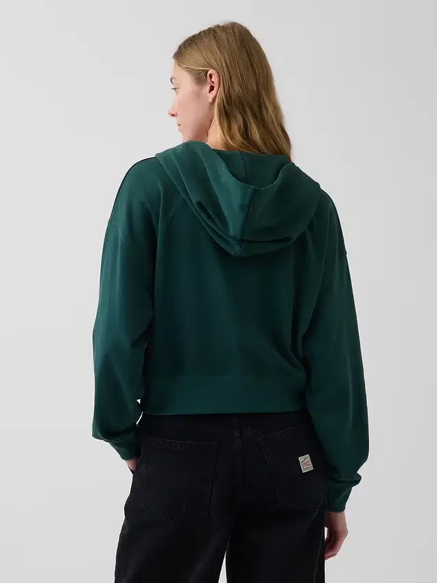 Vintagesoft Terry oversized hoodie met rits en schuine pas