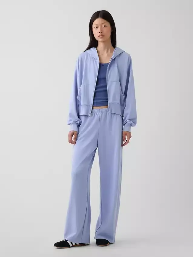 Loszittende joggingbroek met middelhoge taille van Vintagesoft-frottee