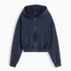 Vintagesoft Terry oversized hoodie met rits en schuine pas