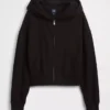 Vintagesoft Terry oversized hoodie met rits en schuine pas