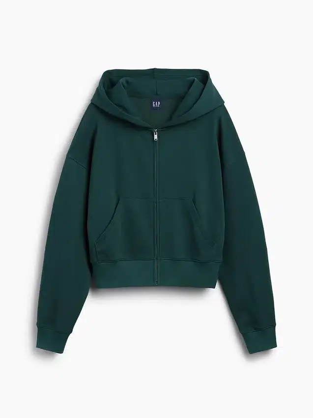 Vintagesoft Terry oversized hoodie met rits en schuine pas