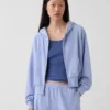 Vintagesoft Terry oversized hoodie met rits en schuine pas