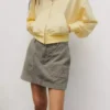 Vintagesoft Terry oversized hoodie met rits en schuine pas