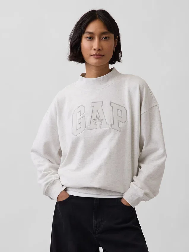 Vintagesoft Terry oversized sweatshirt met hoge kraag en logo