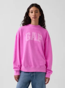 Vintagesoft Terry oversized sweatshirt met hoge kraag en logo