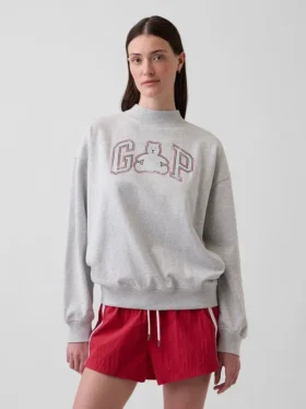 Vintagesoft Terry oversized sweatshirt met hoge kraag en logo