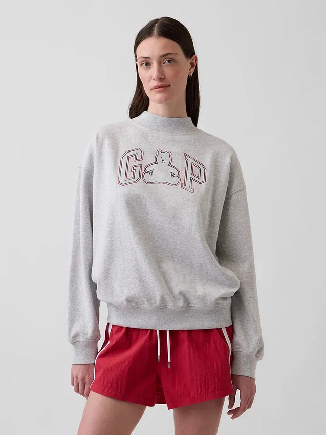 Vintagesoft Terry oversized sweatshirt met hoge kraag en logo