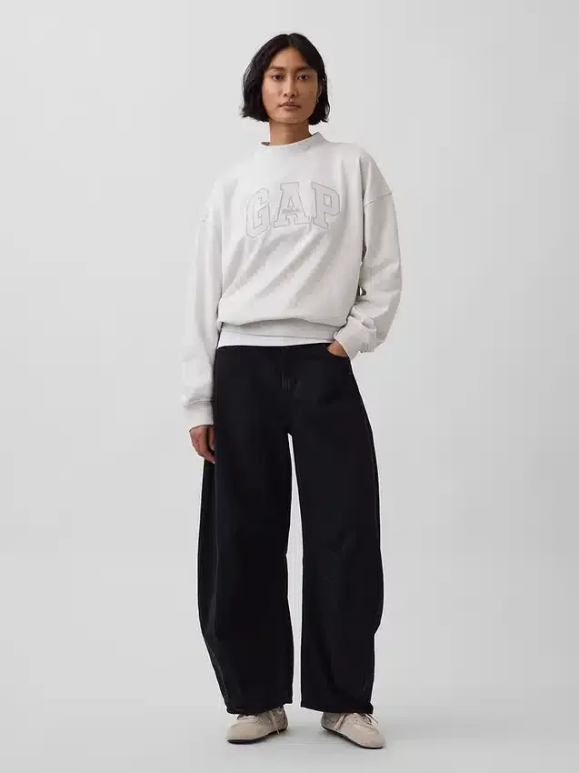Vintagesoft Terry oversized sweatshirt met hoge kraag en logo
