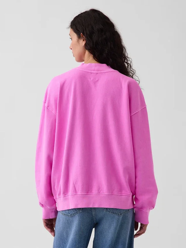 Vintagesoft Terry oversized sweatshirt met hoge kraag en logo