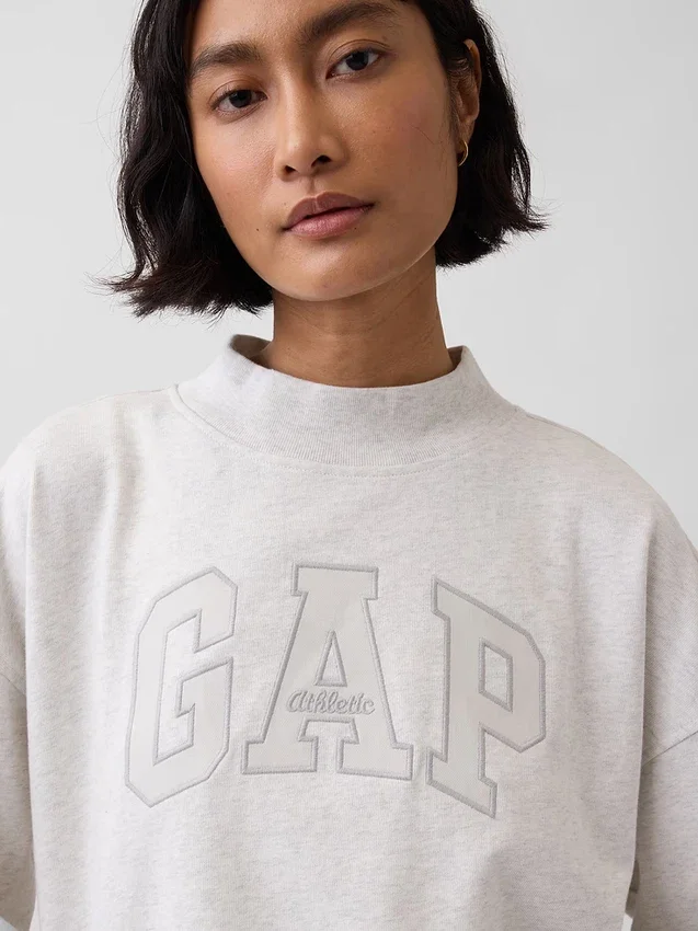 Vintagesoft Terry oversized sweatshirt met hoge kraag en logo