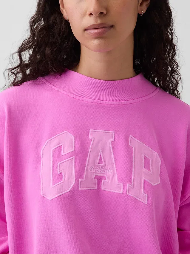 Vintagesoft Terry oversized sweatshirt met hoge kraag en logo