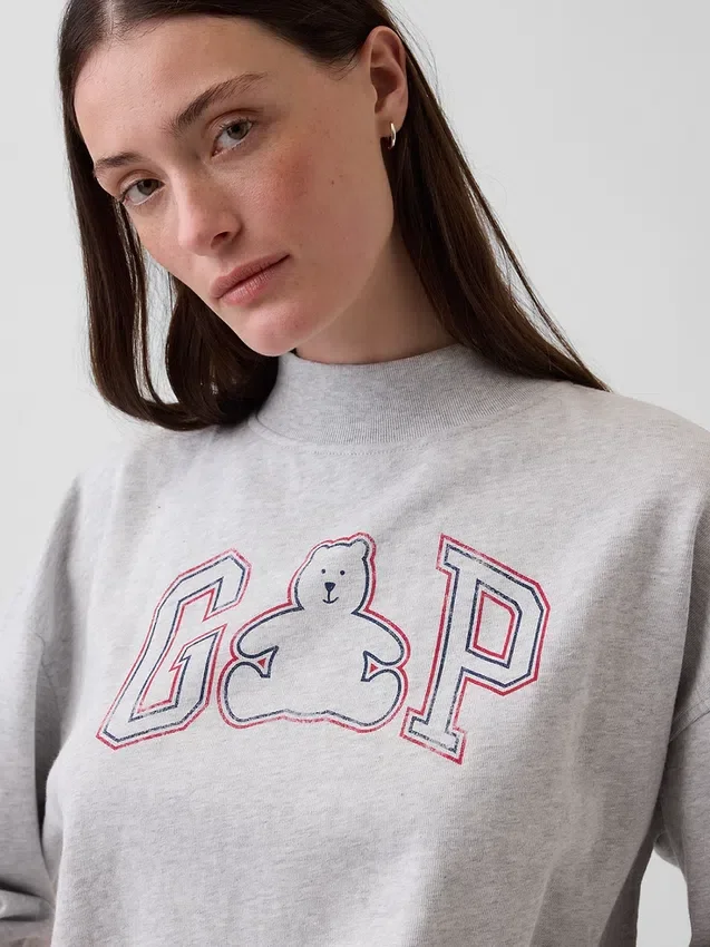 Vintagesoft Terry oversized sweatshirt met hoge kraag en logo