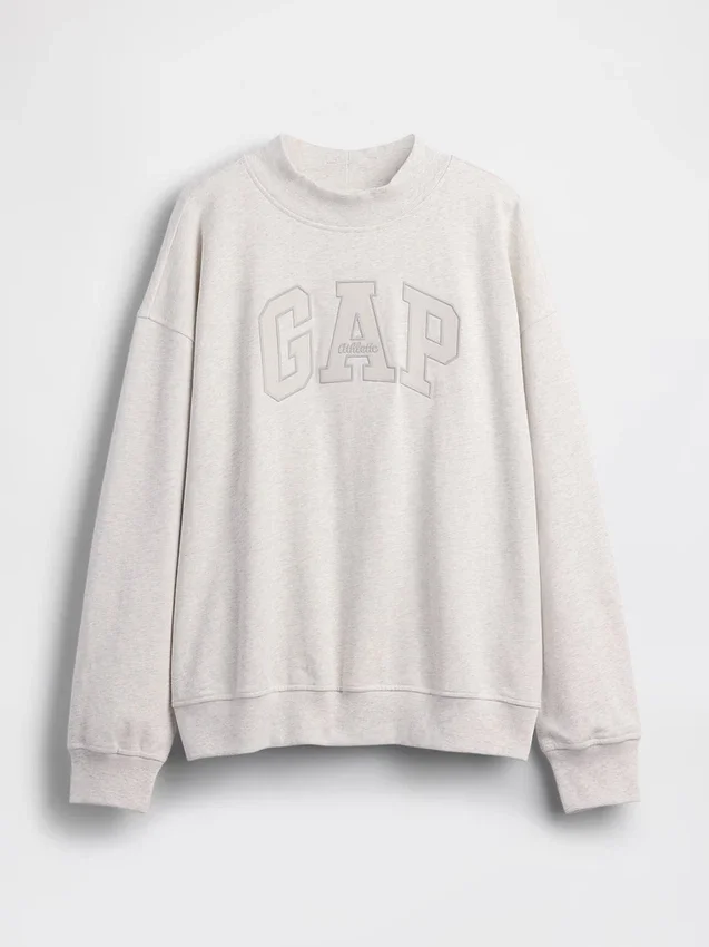 Vintagesoft Terry oversized sweatshirt met hoge kraag en logo