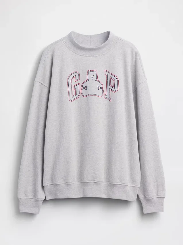 Vintagesoft Terry oversized sweatshirt met hoge kraag en logo