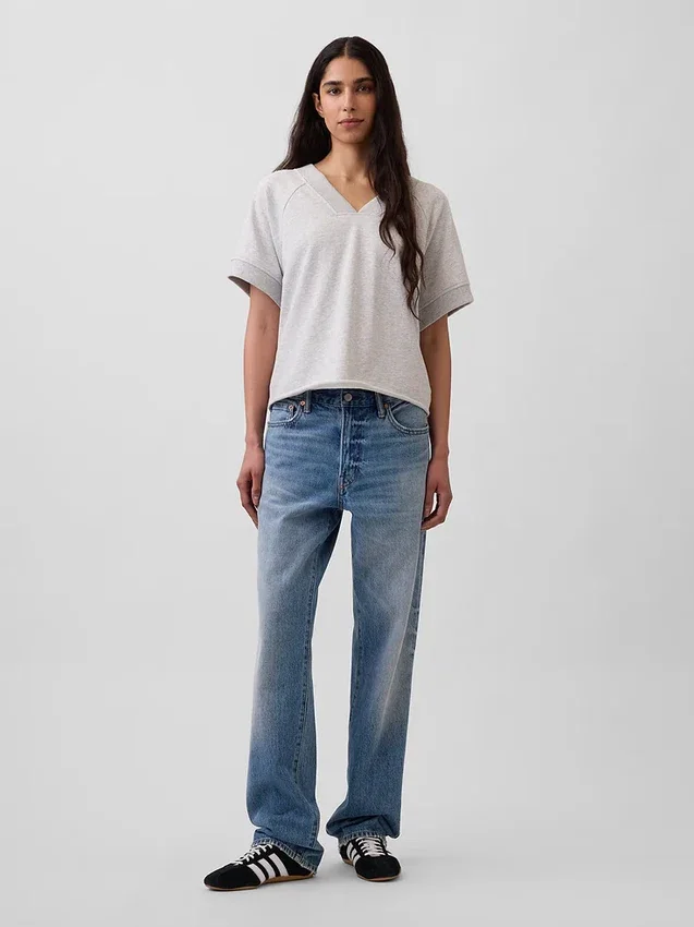 Vintagesoft Terry oversized sweatshirt met V-hals