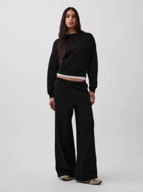 Vintagesoft wijde joggingbroek met brede pijpen