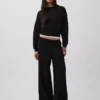 Vintagesoft wijde joggingbroek met brede pijpen