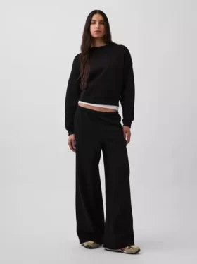 Vintagesoft wijde joggingbroek met brede pijpen