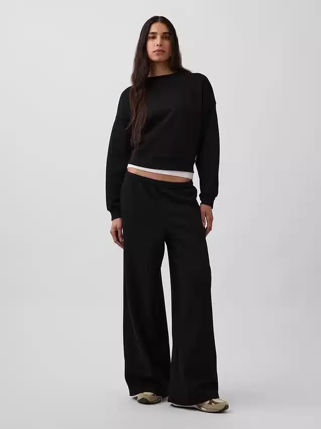 Vintagesoft wijde joggingbroek met brede pijpen